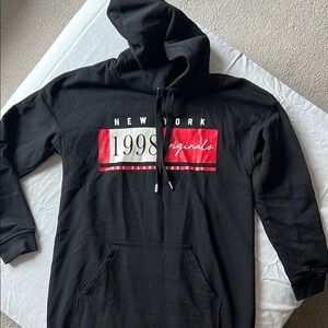 Black New York 1998 Hooded Sweatshirt Dress